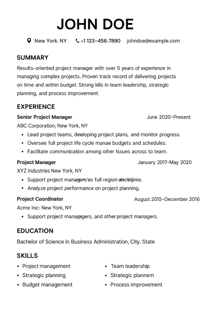 Ejemplo de cv para ats